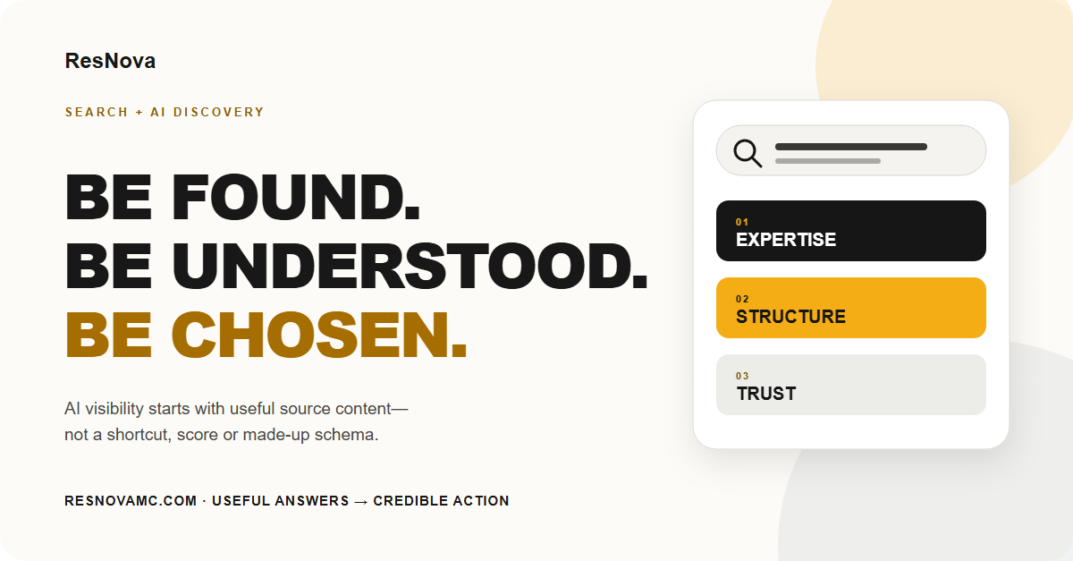 ResNova content and AI search framework built around expertise, structure and trust